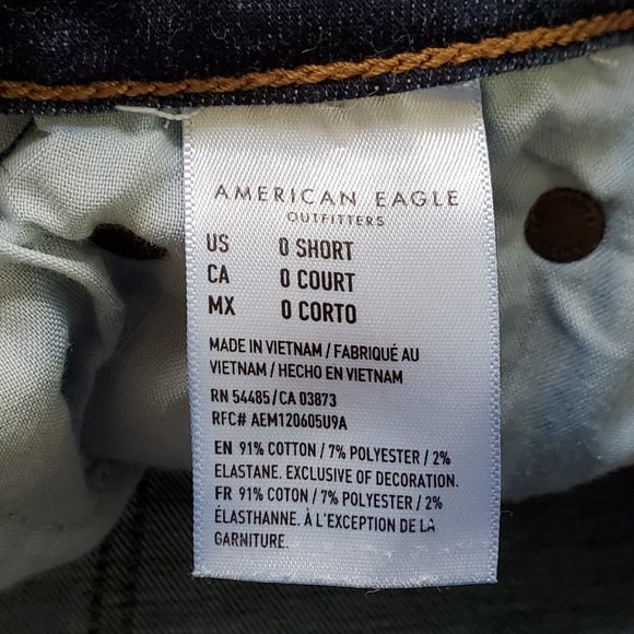 American Eagle Outfitters Artist Crop Next Level Stretch Denim Jeans Sz 0 Short - Picture 10 of 13